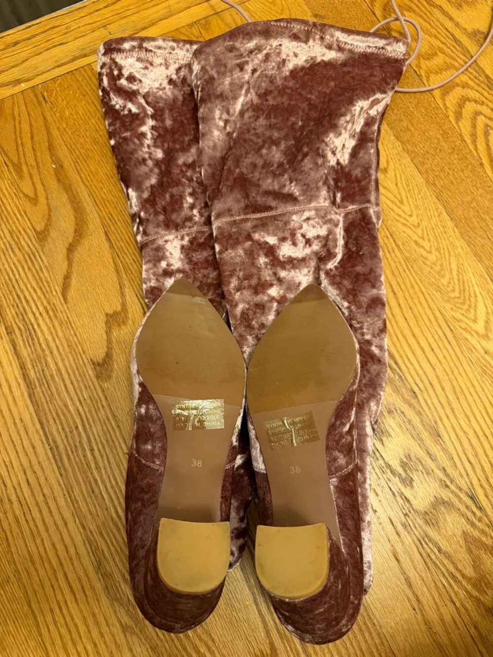 Silent D x Anthropologie Pink Crushed Velvet Over-the-Knee Boots | Size 7.5 - Picture 3 of 6